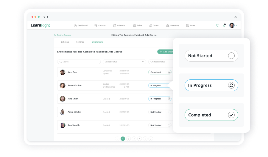 Measuring partner understanding with LearnRight LMS.