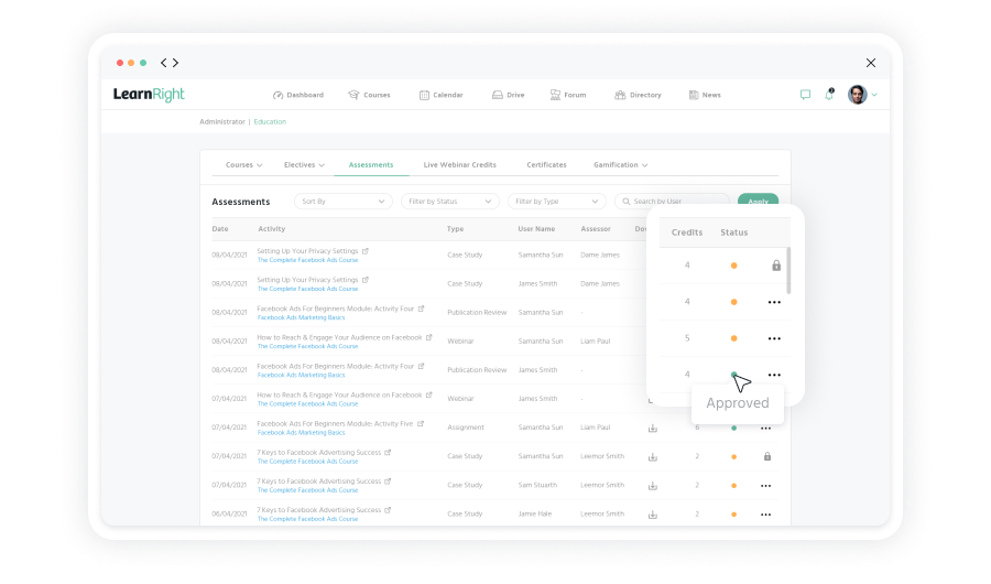 Enhanced reporting feature of LearnRight